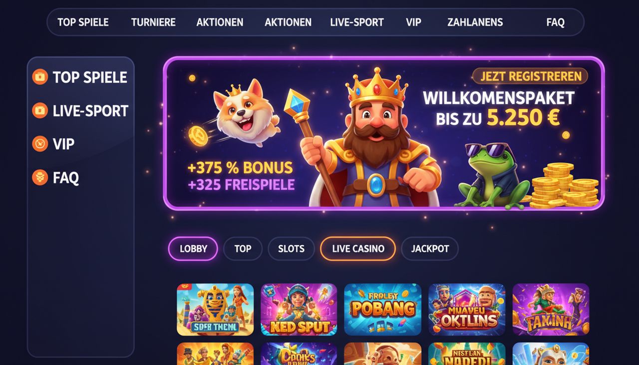 Dazard Casino Lobby mit Spielekategorien und Bonusbanner